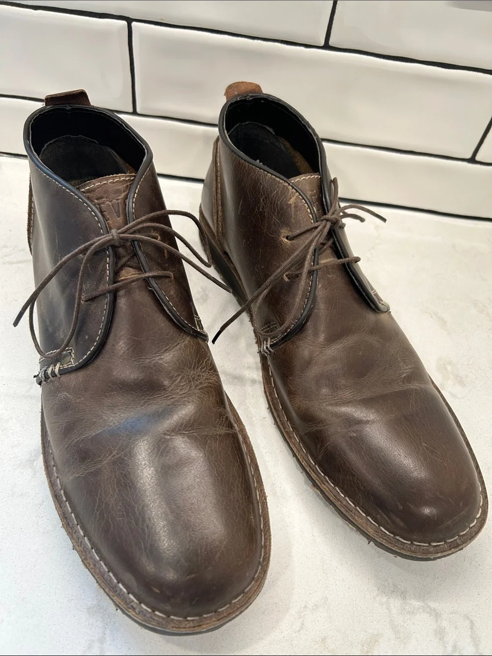 Crevo Longport Mens Size 12 Brown Leather Casual Ankle Chukka Boot Shoes